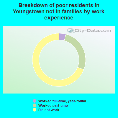 Breakdown of poor residents in Youngstown not in families by work experience