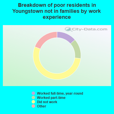 Breakdown of poor residents in Youngstown not in families by work experience