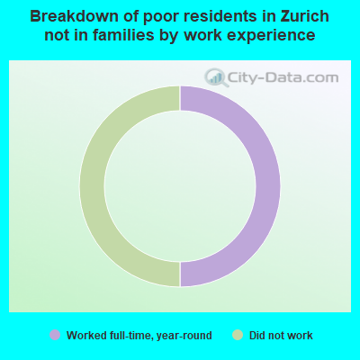 Breakdown of poor residents in Zurich not in families by work experience