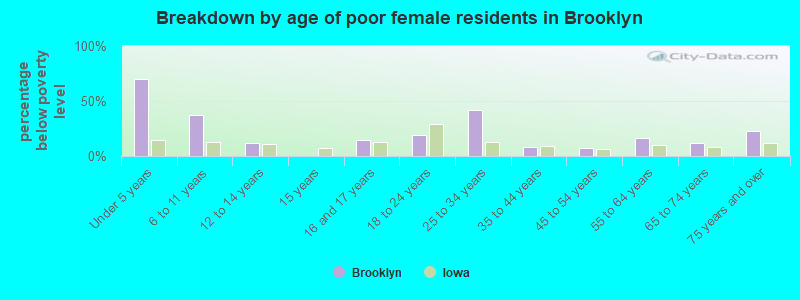 Breakdown by age of poor female residents in Brooklyn