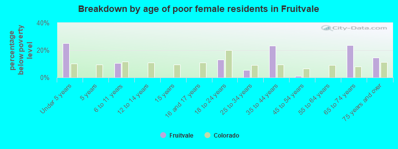 Breakdown by age of poor female residents in Fruitvale