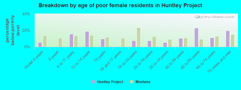 Breakdown by age of poor female residents in Huntley Project