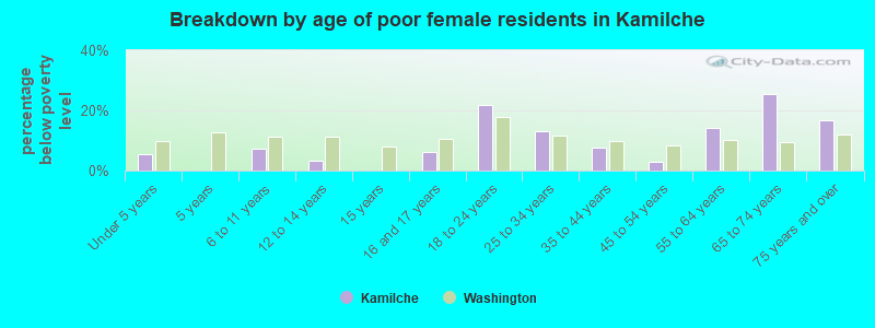 Breakdown by age of poor female residents in Kamilche