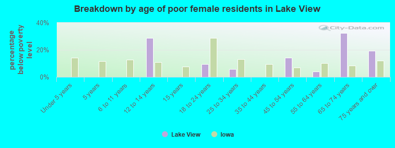 Breakdown by age of poor female residents in Lake View