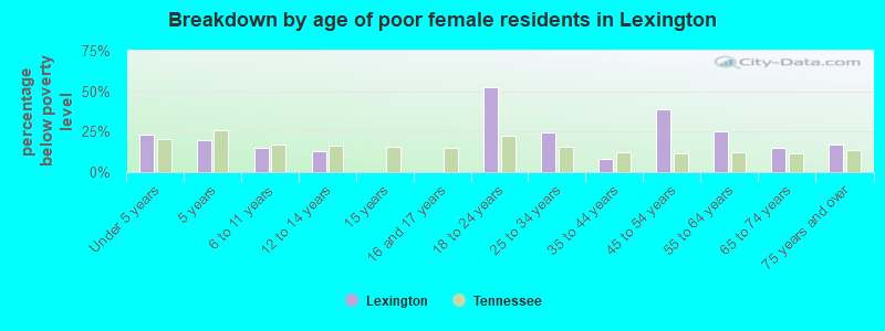 Breakdown by age of poor female residents in Lexington