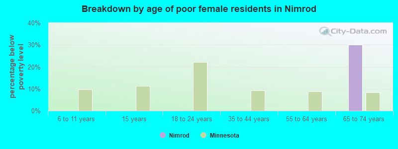Breakdown by age of poor female residents in Nimrod
