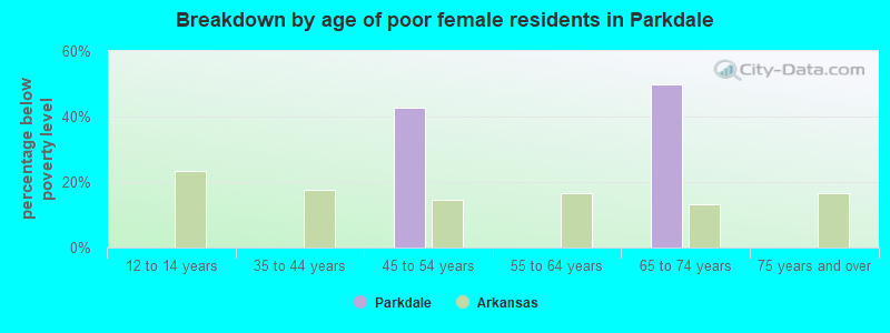 Breakdown by age of poor female residents in Parkdale