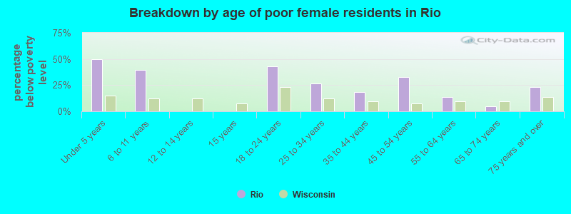 Breakdown by age of poor female residents in Rio