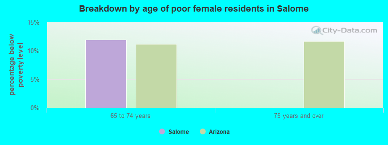 Breakdown by age of poor female residents in Salome