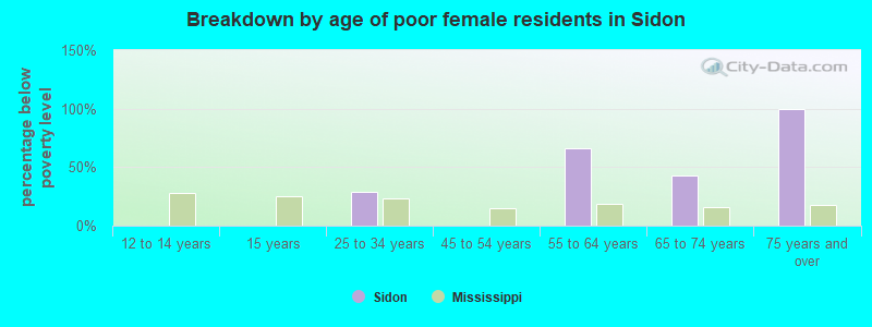 Breakdown by age of poor female residents in Sidon
