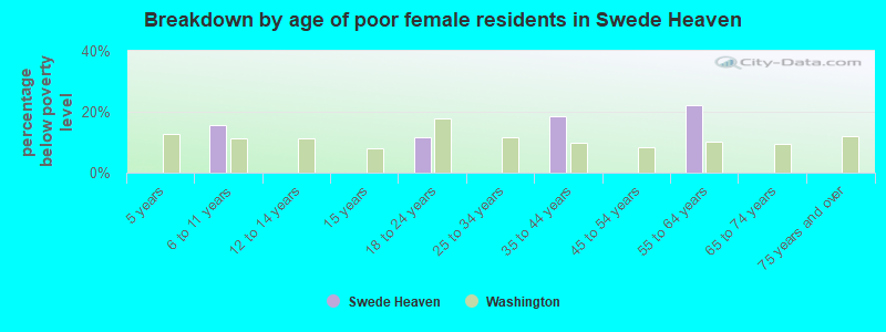 Breakdown by age of poor female residents in Swede Heaven