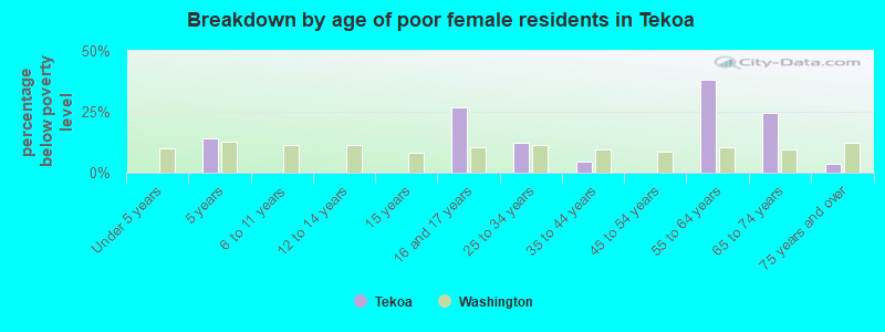 Breakdown by age of poor female residents in Tekoa
