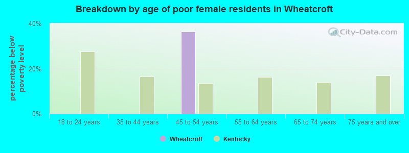 Breakdown by age of poor female residents in Wheatcroft