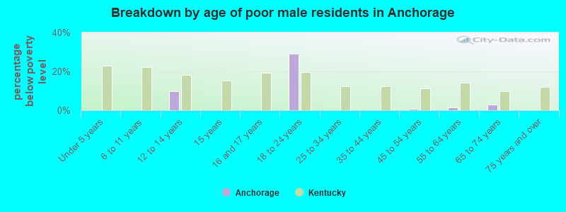 Breakdown by age of poor male residents in Anchorage