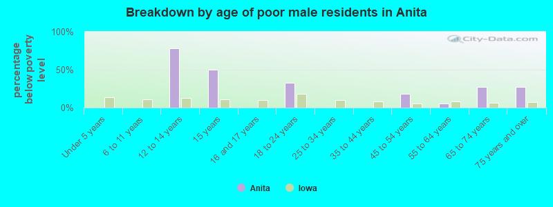 Breakdown by age of poor male residents in Anita