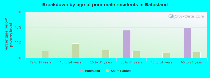 Breakdown by age of poor male residents in Batesland