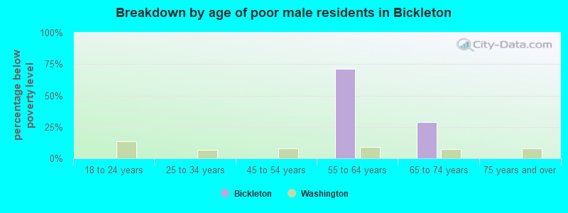 Breakdown by age of poor male residents in Bickleton