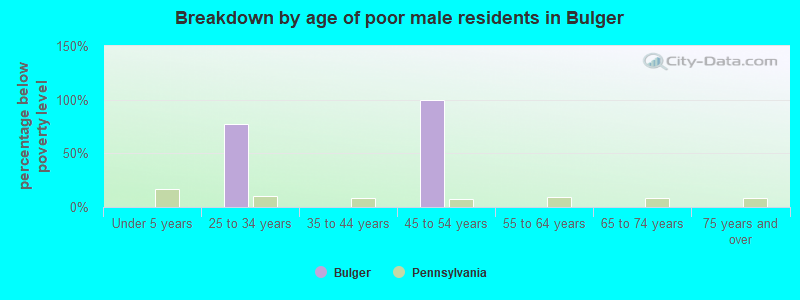 Breakdown by age of poor male residents in Bulger