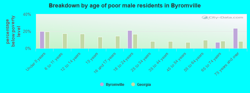 Breakdown by age of poor male residents in Byromville