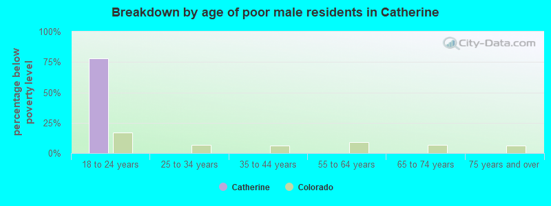 Breakdown by age of poor male residents in Catherine