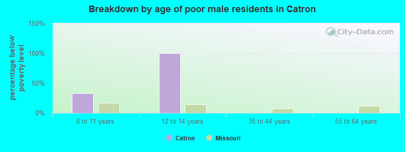 Breakdown by age of poor male residents in Catron