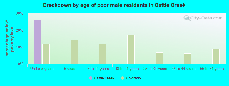 Breakdown by age of poor male residents in Cattle Creek