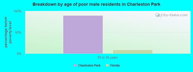 Breakdown by age of poor male residents in Charleston Park