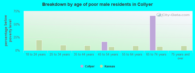 Breakdown by age of poor male residents in Collyer