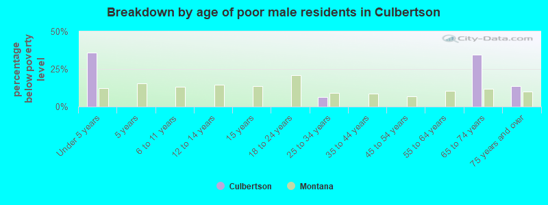 Breakdown by age of poor male residents in Culbertson