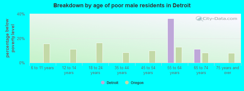 Breakdown by age of poor male residents in Detroit