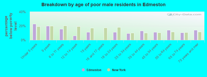 Breakdown by age of poor male residents in Edmeston