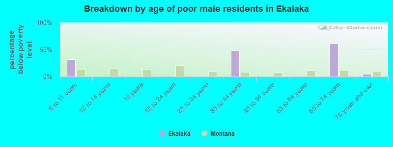 Breakdown by age of poor male residents in Ekalaka