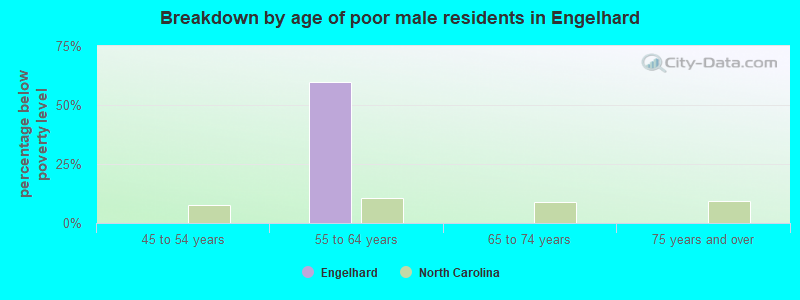 Breakdown by age of poor male residents in Engelhard