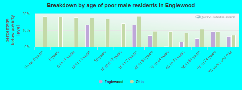 Breakdown by age of poor male residents in Englewood