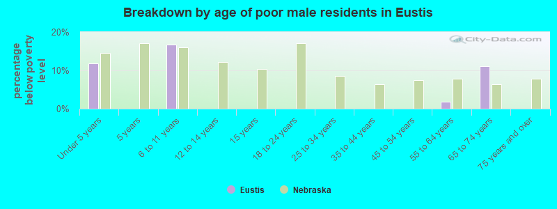 Breakdown by age of poor male residents in Eustis