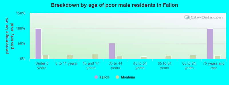 Breakdown by age of poor male residents in Fallon
