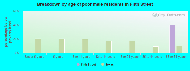 Breakdown by age of poor male residents in Fifth Street