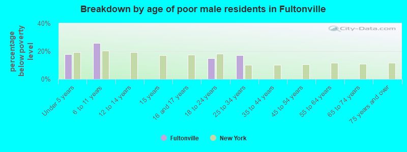 Breakdown by age of poor male residents in Fultonville