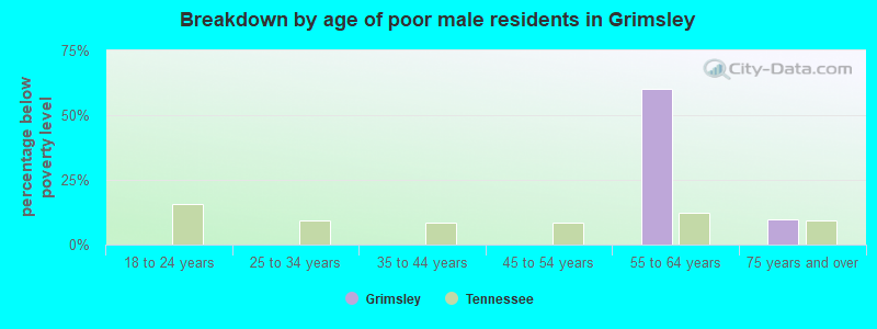 Breakdown by age of poor male residents in Grimsley