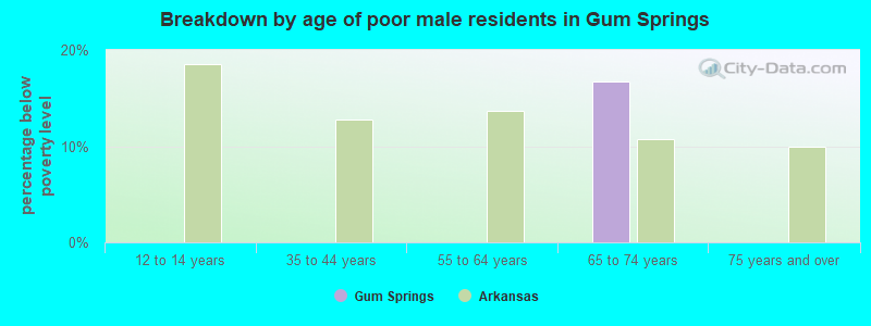 Breakdown by age of poor male residents in Gum Springs