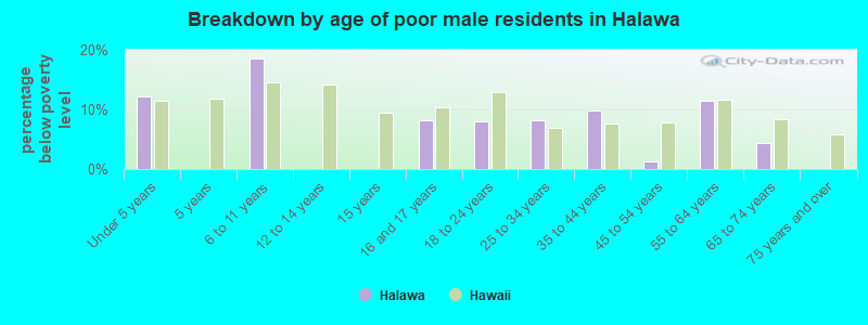 Breakdown by age of poor male residents in Halawa