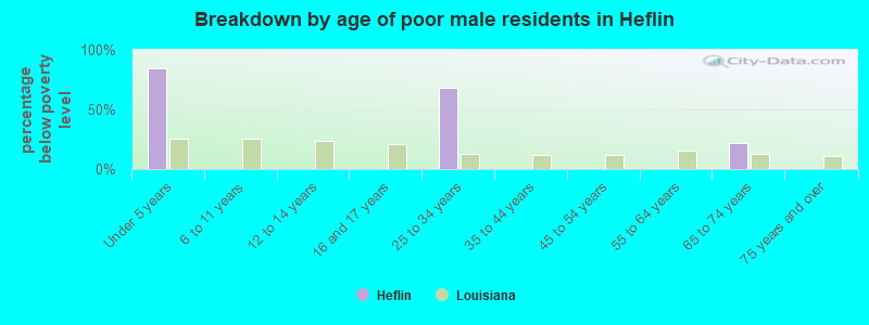 Breakdown by age of poor male residents in Heflin