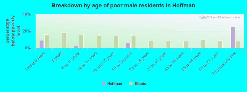 Breakdown by age of poor male residents in Hoffman