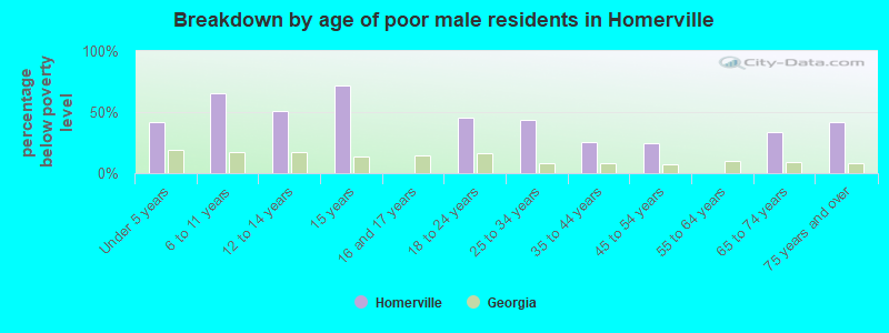 Breakdown by age of poor male residents in Homerville
