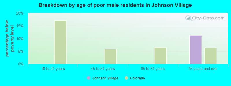 Breakdown by age of poor male residents in Johnson Village