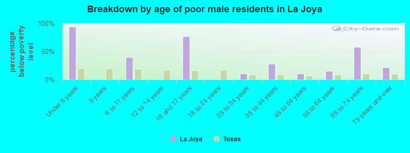 Breakdown by age of poor male residents in La Joya