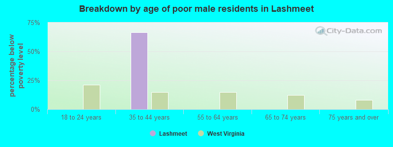 Breakdown by age of poor male residents in Lashmeet