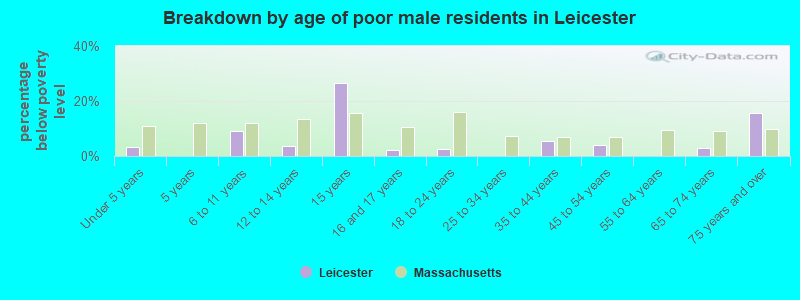 Breakdown by age of poor male residents in Leicester