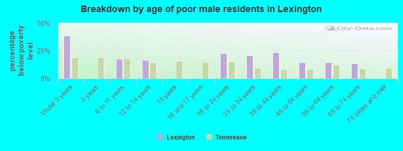 Breakdown by age of poor male residents in Lexington