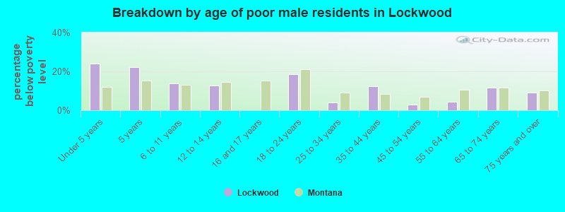 Breakdown by age of poor male residents in Lockwood